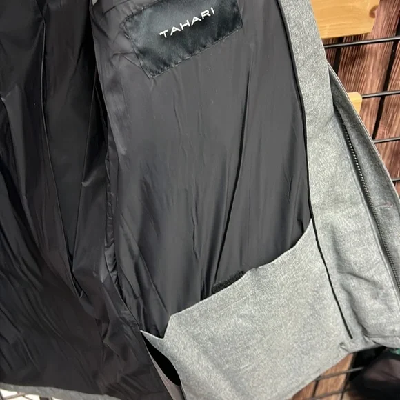 NWT,tahari mens real fur top puffer jacket light grey - Picture 16 of 17